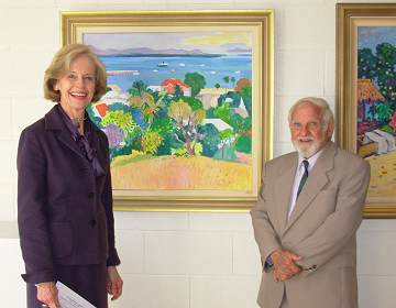 John Rigby with the Queensland Governor at his recent exhibition.